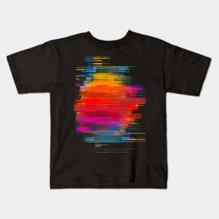 Sunset Fusion Rework - Glitch Abstract - Texture work Kids T-Shirt